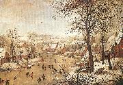 BRUEGHEL, Pieter the Younger Winter Landscape with a Bird-trap oil painting on canvas
